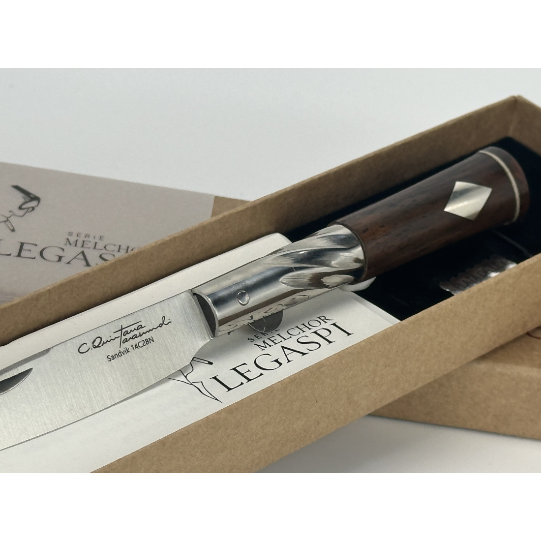 NAVAJA TARAMUNDI J.C. QUINTANA -SERIE MELCHOR LEGASPI -COCOBOLO Y ROMBOS DE PLATA